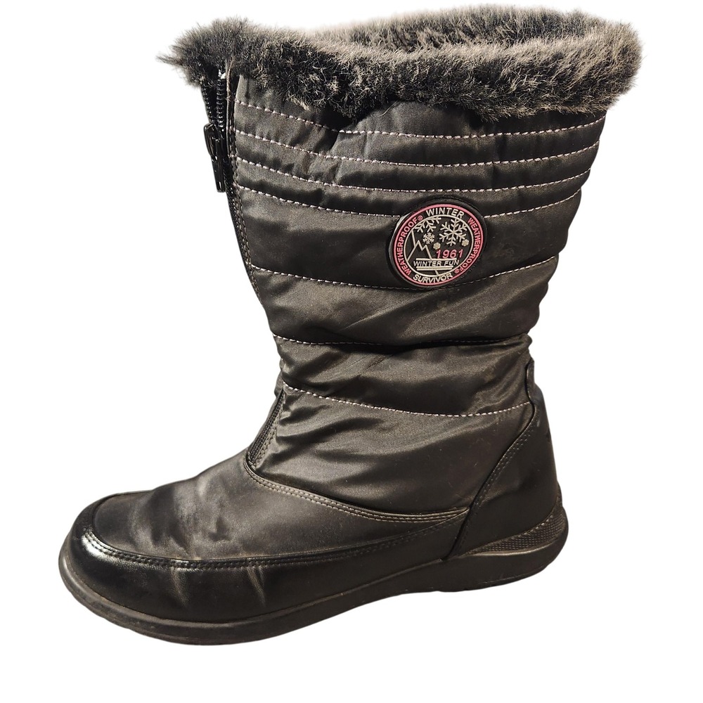 Weatherproof Winter Boots‎ Womens Size 9 Black Sandy Faux Fur Zip Snow Warm